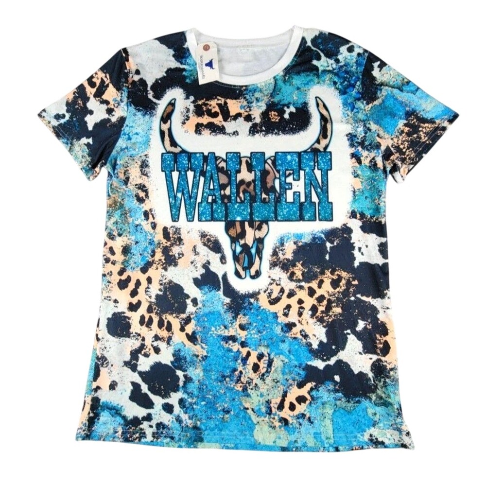 NWT Desperado & Co Shirt Womens XXL Multicolor Wallen Bull Skull Western Tee
